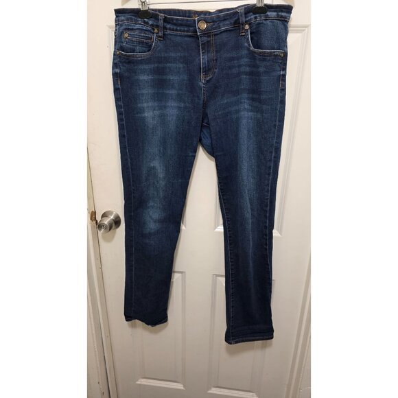 Kut From The Kloth Women's Blue Denim Jeans Size 14 Mid-Rise Straight Leg Stretc - Picture 2 of 10